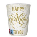 Happy Birthday Dotted Gold Happy Birthday paper cups set of 8, 250 ml