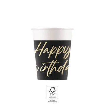 Happy Birthday Elegant Happy Birthday paper cup 8 pcs 200 ml FSC