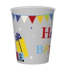 Happy Birthday Gifts and Garlands Happy Birthday paper cup set of 8 250 ml