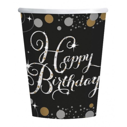 Happy Birthday Gold Happy Birthday paper cup 8 pcs 250 ml