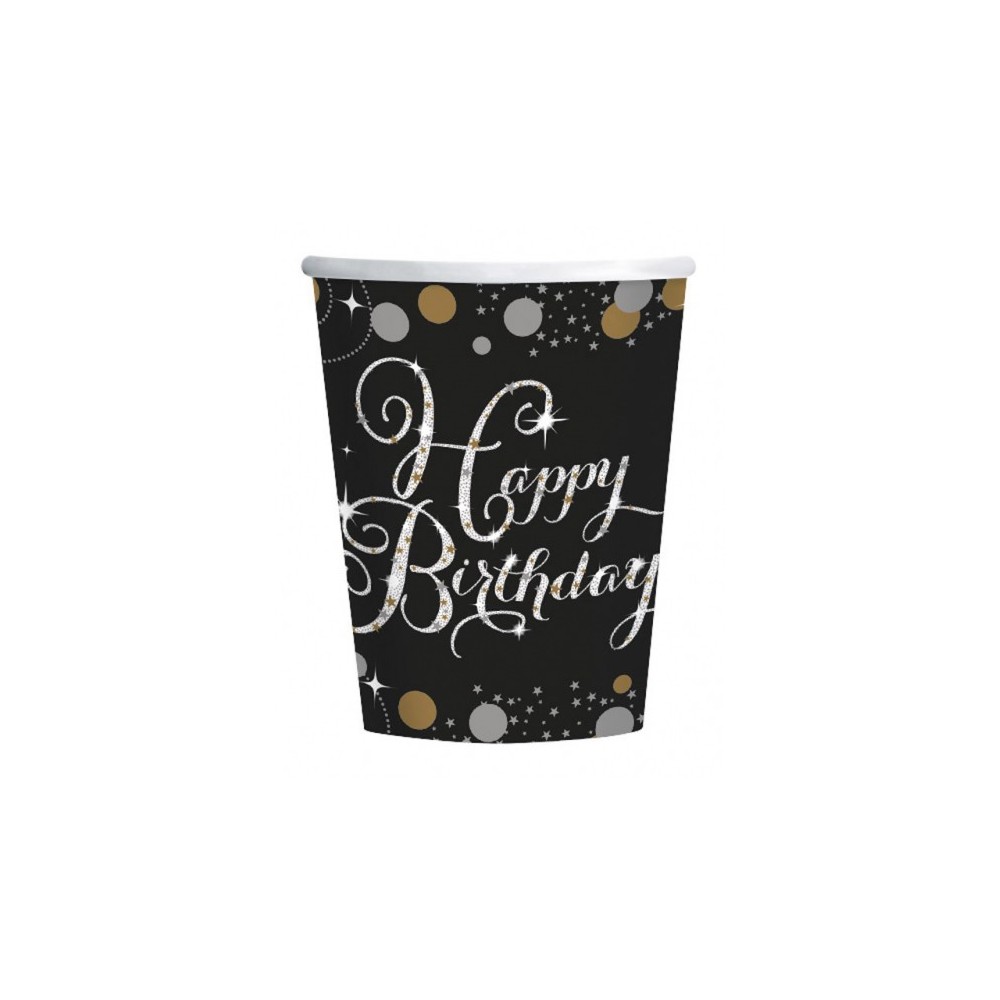 Happy Birthday Gold Happy Birthday paper cup 8 pcs 250 ml