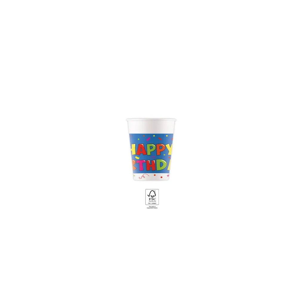 Happy Birthday Kokliko Happy Birthday paper cup 8 pcs 200 ml FSC