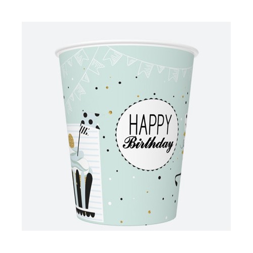 Happy Birthday Mint Happy Birthday paper cup 8 pcs 250 ml