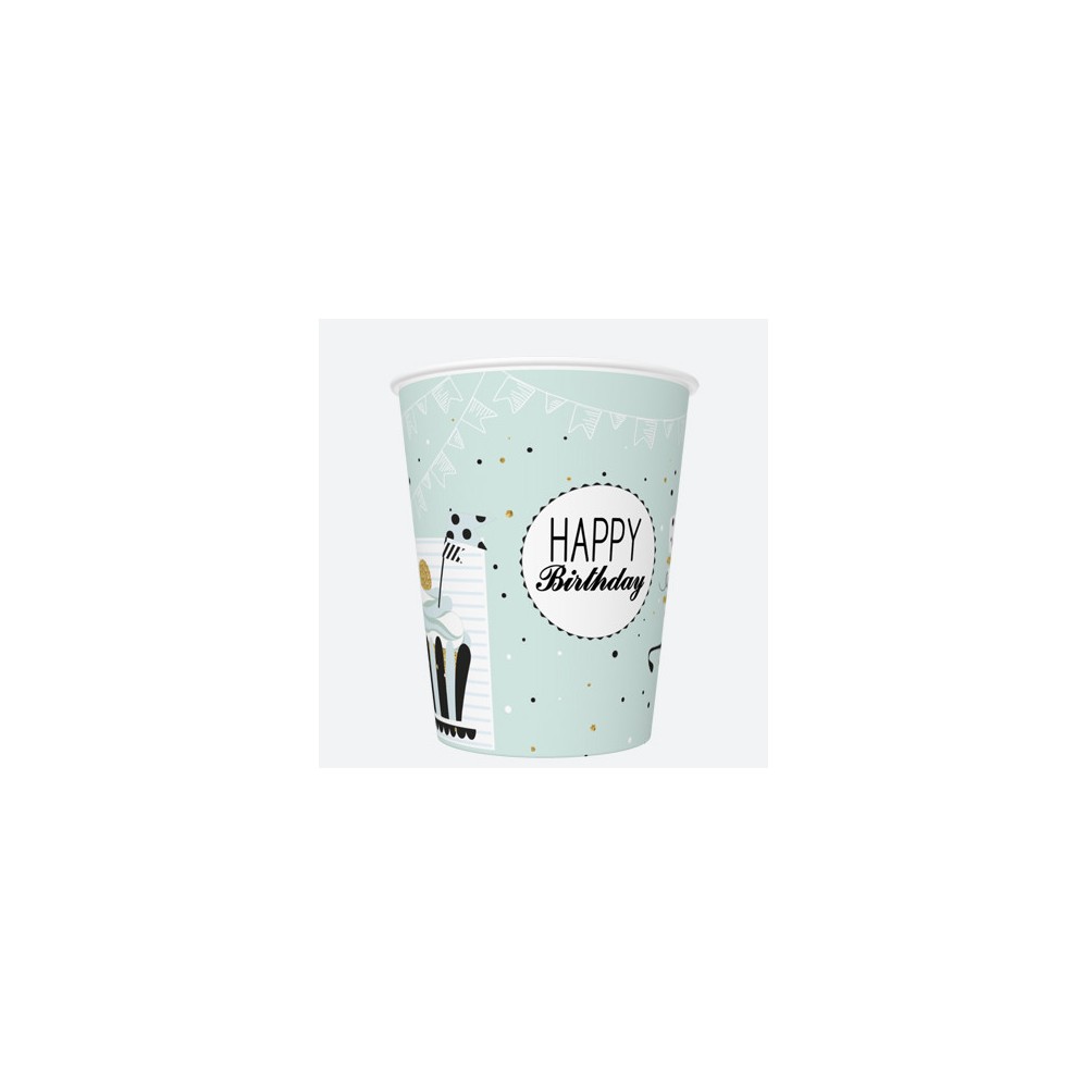 Happy Birthday Mint Happy Birthday paper cup 8 pcs 250 ml