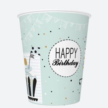 Happy Birthday Mint Happy Birthday paper cup 8 pcs 250 ml