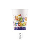 Happy Birthday Multicolor Happy Birthday paper cup set of 8 pcs 200 ml FSC