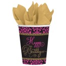 Happy Birthday Pink Happy Birthday paper cup set of 18 pcs 266 ml