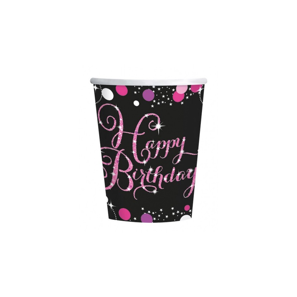 Happy Birthday Pink Happy Birthday paper cup set of 8 250 ml
