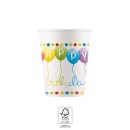 Happy Birthday Streamers Happy Birthday Paper Cup 8 pcs 200 ml FSC