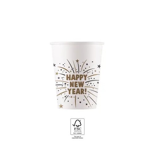 Happy New Year Flares Happy New Year paper cup 8 pcs 200 ml FSC
