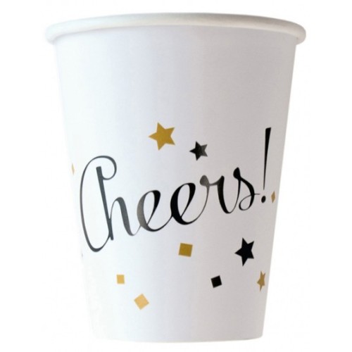 Happy New Year Golden Wishes Happy New Year paper cups 8 pcs, 250 ml