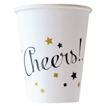 Happy New Year Golden Wishes Happy New Year paper cups 8 pcs, 250 ml