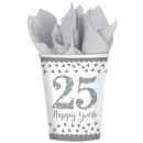Anniversary Silver 25th Paper Cup 8 pcs 266 ml