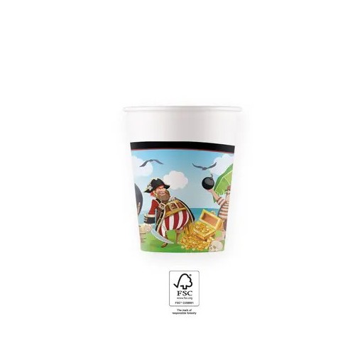 Pirate Island paper cup 8 pcs 200 ml FSC