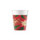 Christmas Holly Poinsettia i paper cup 8 pcs 200 ml FSC