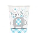 Elephant Floral Blue Paper Cup 8-pcs 266 ml
