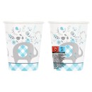 Elephant Floral Blue Paper Cup 8-pcs 266 ml