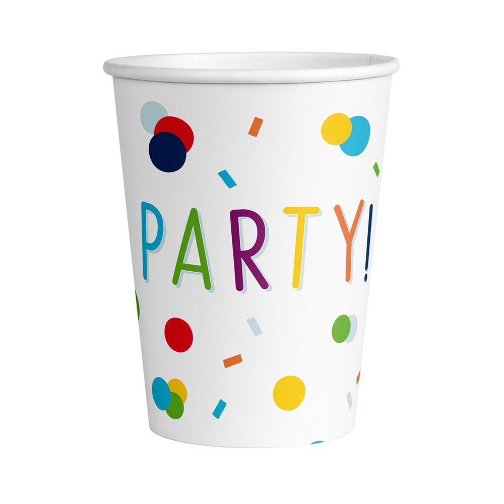 Party Colorful Confetti paper cup set of 8 (250 ml)