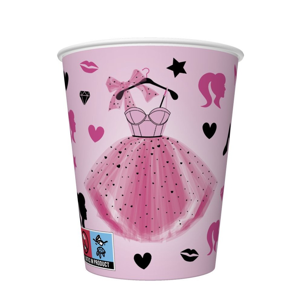 Colour Party Dress Girl-themed paper cup 8 pieces 250 ml