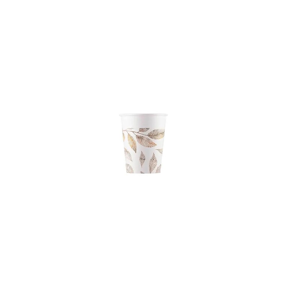 Flower Grey Branches Leaf Paper Cup 8 pcs 200 ml