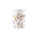 Flower Grey Branches Leaf Paper Cup 8 pcs 200 ml
