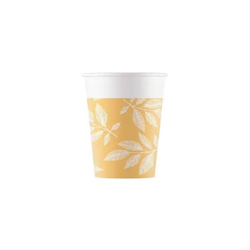 Flower Orange Leaves Leaf paper cup 8 pcs 200 ml