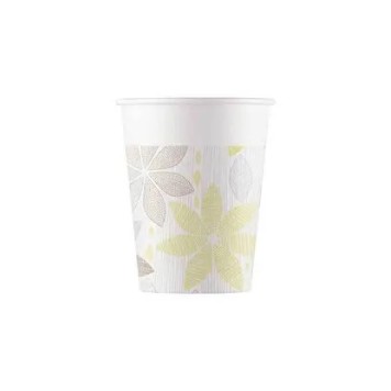 Flower Foliage Leaf paper cup 8 pcs 200 ml