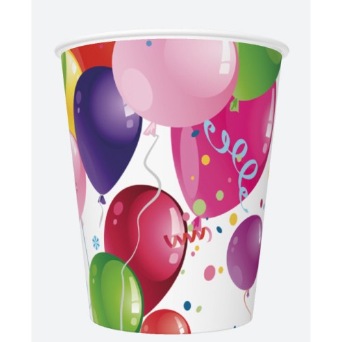 Balloon Party paper cup 8 pcs 250 ml