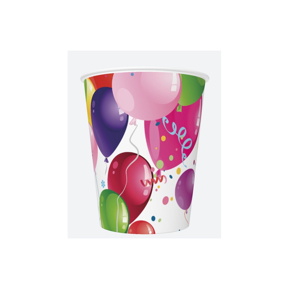 Balloon Party paper cup 8 pcs 250 ml