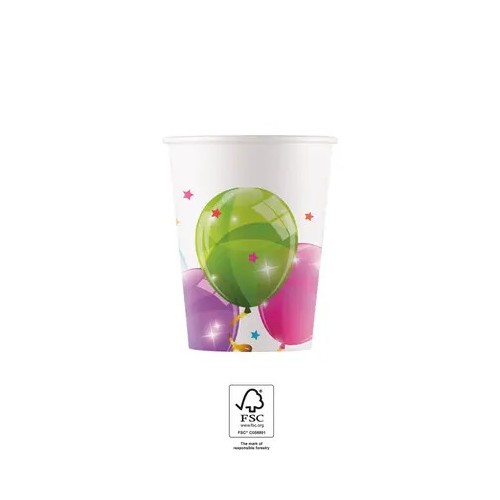Balloon Sparkling paper cup 8 pcs 200 ml FSC