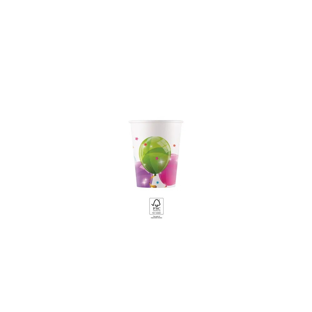 Balloon Sparkling paper cup 8 pcs 200 ml FSC