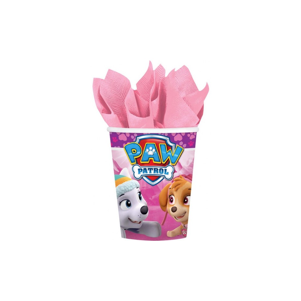 Paw Patrol Pink paper cup 8 pcs 250 ml