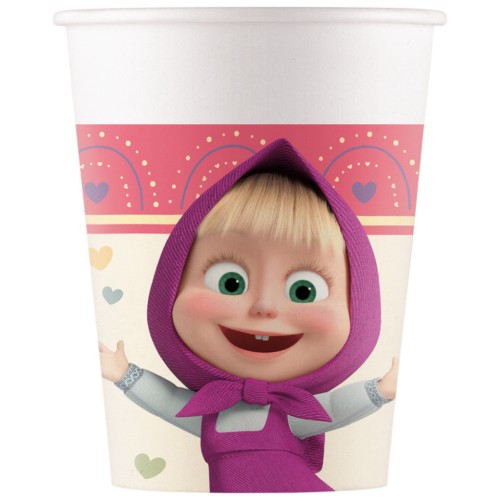 Masha and the Bear Sweet Heart paper cup 8 pcs 200 ml FSC