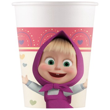 Masha and the Bear Sweet Heart paper cup 8 pcs 200 ml FSC