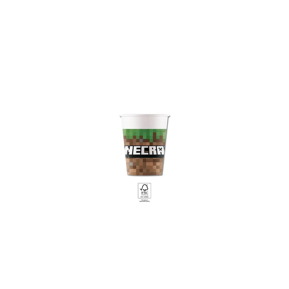 Minecraft Green paper cup 8 pcs 200 ml FSC