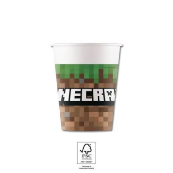 Minecraft Green paper cup 8 pcs 200 ml FSC
