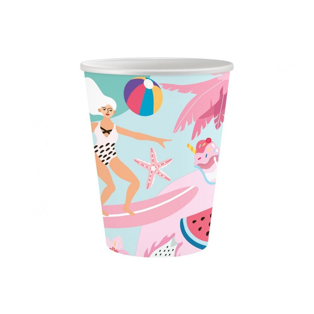 Summer Surfing paper cup 6 pieces 250 ml