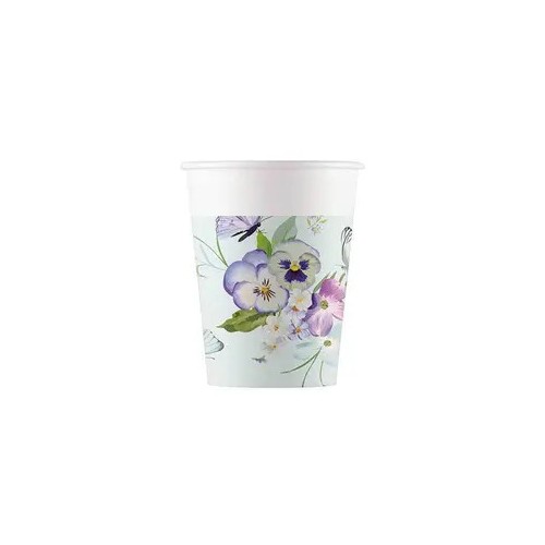 Butterfly Turquoise paper cup 8 pcs 200 ml