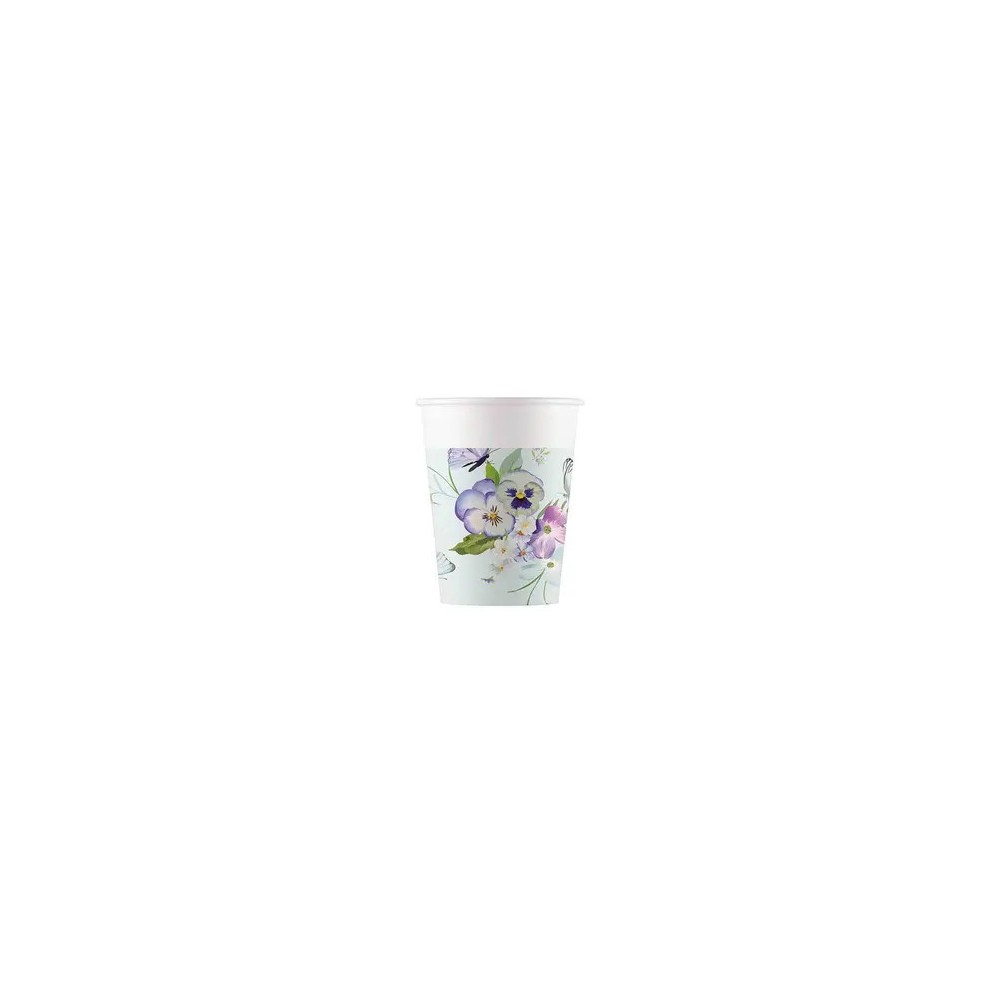 Butterfly Turquoise paper cup 8 pcs 200 ml