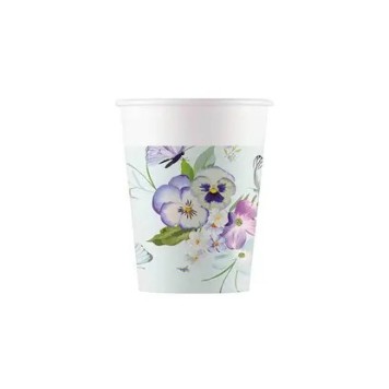 Butterfly Turquoise paper cup 8 pcs 200 ml