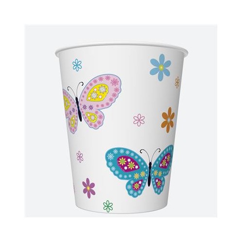 Butterfly With Flowers paper cup 8 pcs 250 ml