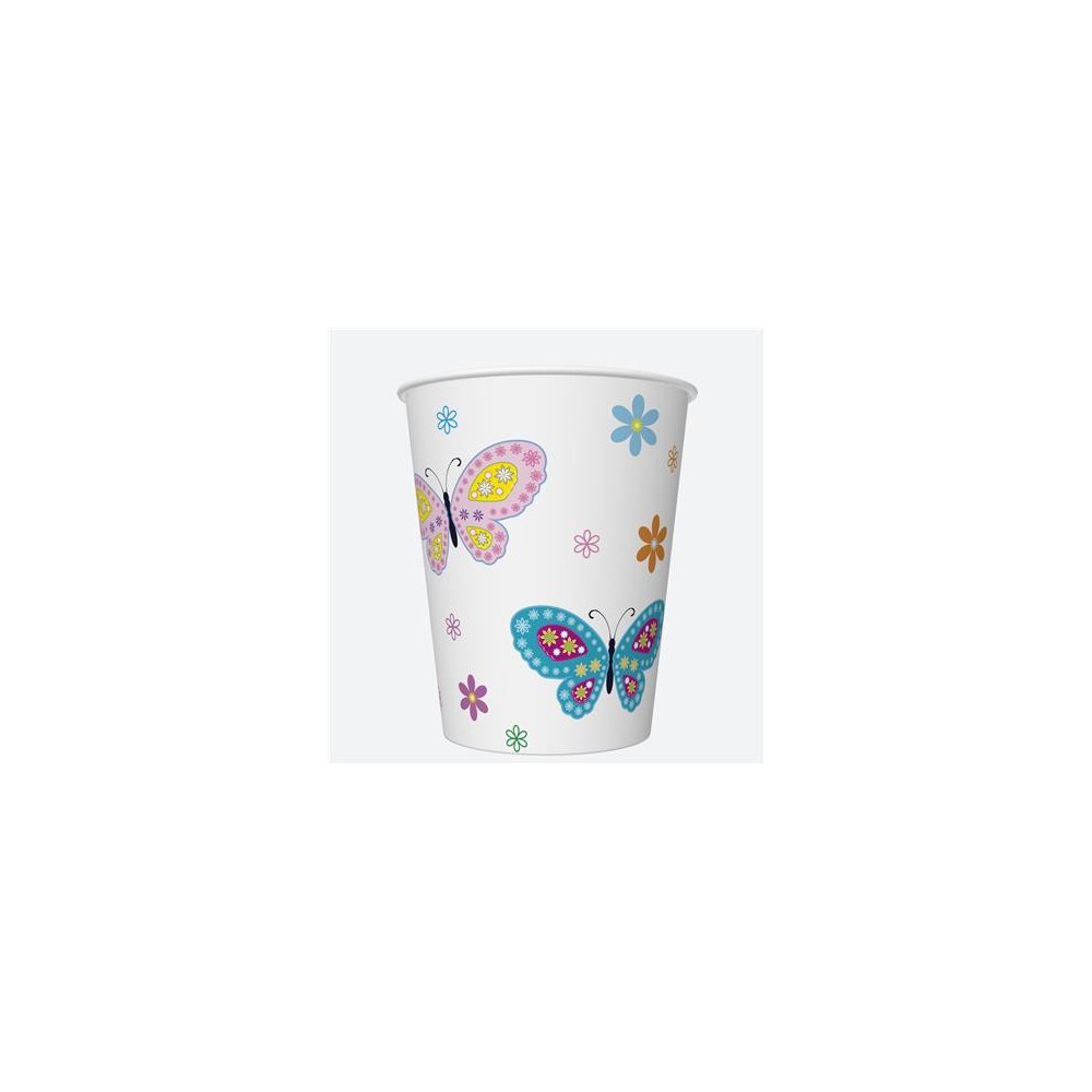 Butterfly With Flowers paper cup 8 pcs 250 ml