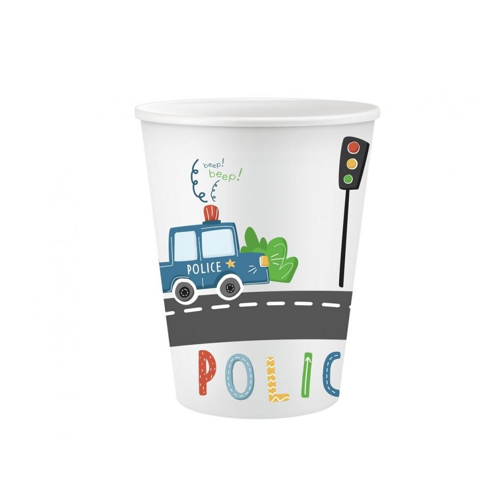 Police Beep paper cup 6 pcs 266 ml