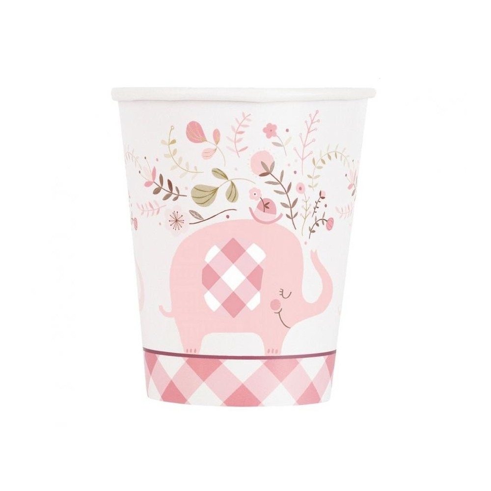 Elephant Floral Pink paper cup 8 pcs 266 ml