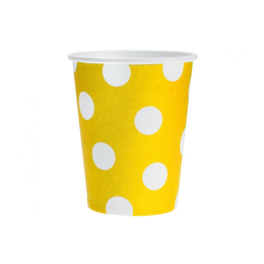 Colour Yellow Polka Dots Yellow paper cup 6 pcs 270 ml