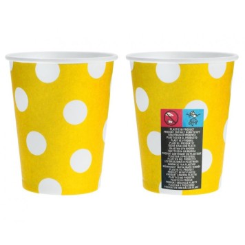 Colour Yellow Polka Dots Yellow paper cup 6 pcs 270 ml