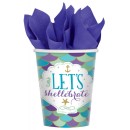 Mermaid Shellebrate paper cup set of 8, 250 ml