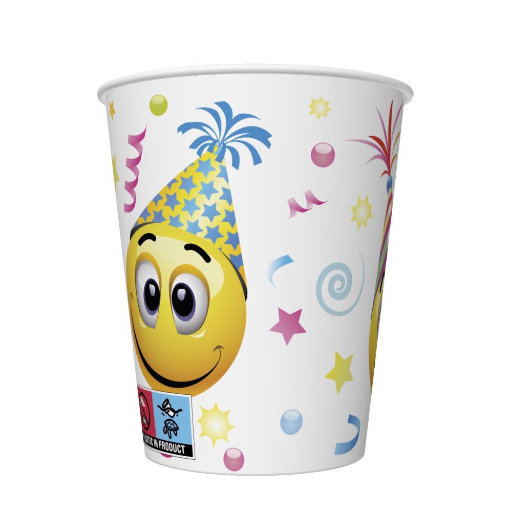 Emoji  Icons&Balloons Smiley paper cup 8 pcs 250 ml