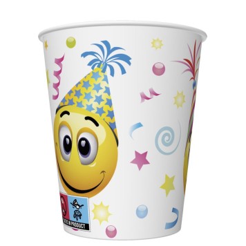 Emoji  Icons&Balloons Smiley paper cup 8 pcs 250 ml