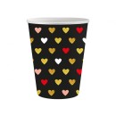 Love XOXO Black paper cup pack of 6, 250 ml